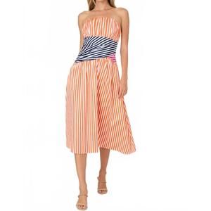 NEW FRENCH CONNECTION alexis striped midi dress in multi
